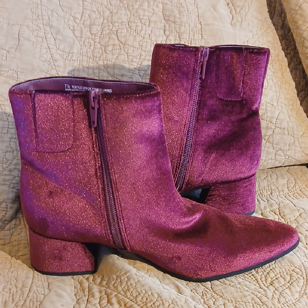 A New Day Purple Ankle Boots with Suede Finish